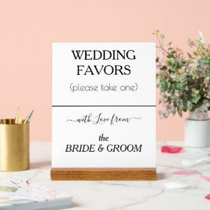 Modern Wedding Favours White Black Typography Acrylic Sign