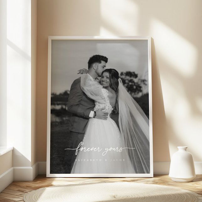 Modern Wedding 'Forever Yours' Couple Photo Poster (Creator Uploaded)
