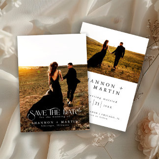 Modern Wedding Full Photo Typography Script Save The Date