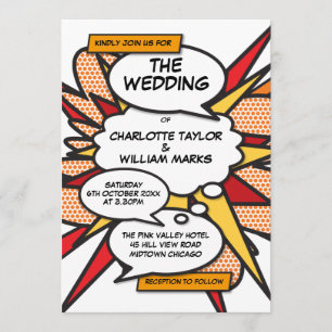 Modern Wedding Fun Stylish Comic Book Invitation