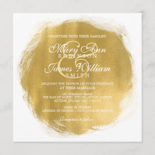 Modern Wedding Gold Paint Look Invitation