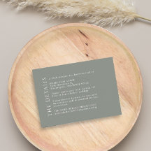 Modern Wedding Green Sage Details Enclosure Card