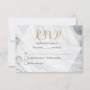 Modern Wedding Grey Marble RSVP Chic Card