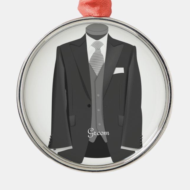 Modern Wedding Groom Tuxedo Christmas Ornament (Front)
