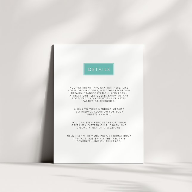 Modern Wedding Guest Information Card | Pool (Creator Uploaded)