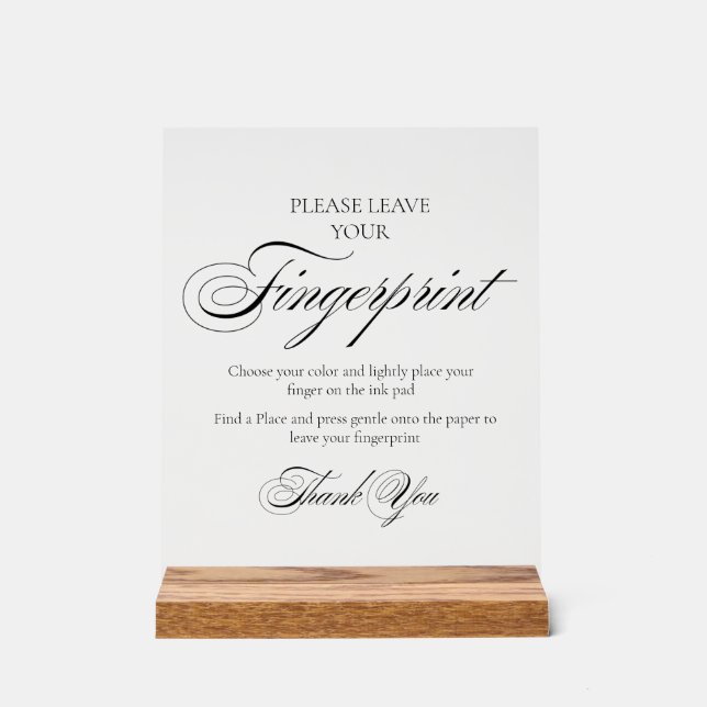 Modern Wedding Guest Tree Fingerprint Sign (Front)