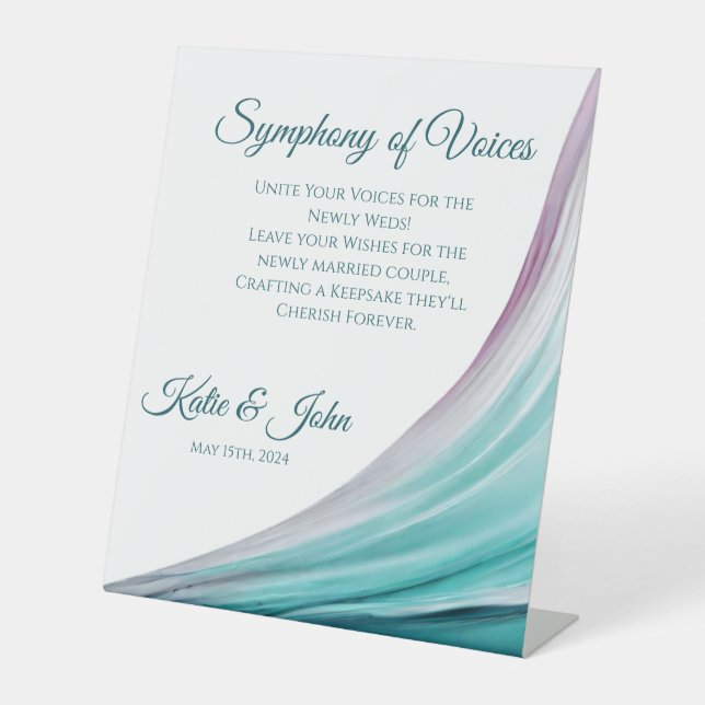Modern-Wedding Guestbook Sign-Purple and Teal- Pedestal Sign (Front)