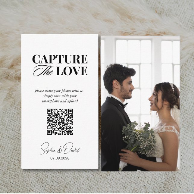 Modern Wedding Guests photo sharing QR Code  Enclosure Card (Creator Uploaded)