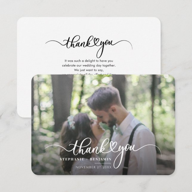 Modern Wedding Hand-Lettered Thank You (Front/Back)
