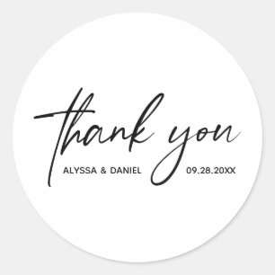 Modern Wedding Handlettering Thank you Custom  Classic Round Sticker