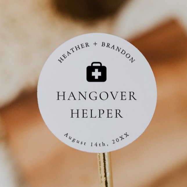 Modern Wedding Hangover Kit  Classic Round Sticker (Creator Uploaded)