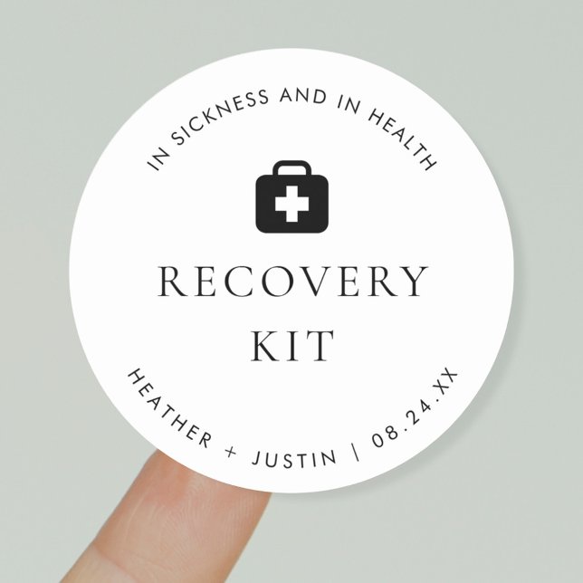 Modern Wedding Hangover Recovery Kit  Classic Round Sticker (Creator Uploaded)