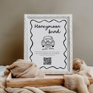 Modern Wedding Honeymoon Fund QR Code Sign