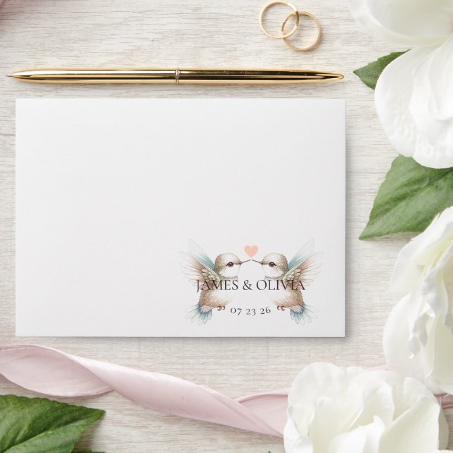 Modern Wedding Hummingbird Photo Envelope (Wedding)