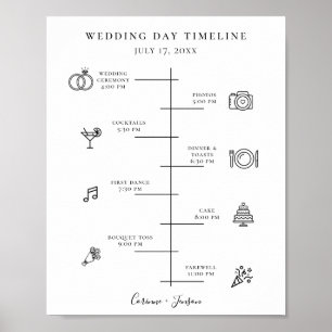 Modern Wedding Icons Timeline Program Poster