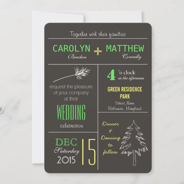 Modern Wedding In The Woods Tree Leaves Invitation (Front)