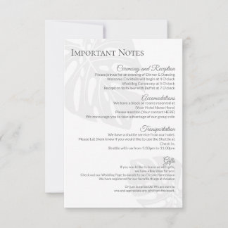 Modern Wedding Information Sheet Insert RSVP Card