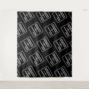 Modern Wedding Initials Pattern Black & White Tapestry