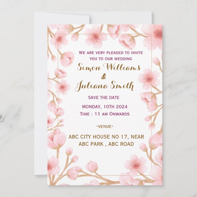 Modern Wedding Invitation  (Front)