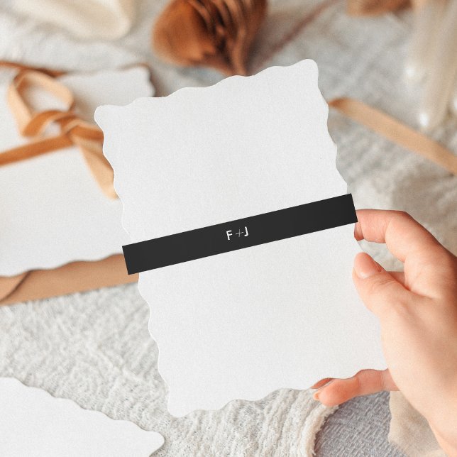 Modern Wedding Invitation Band | White on Black Invitation Belly Band (Creator Uploaded)