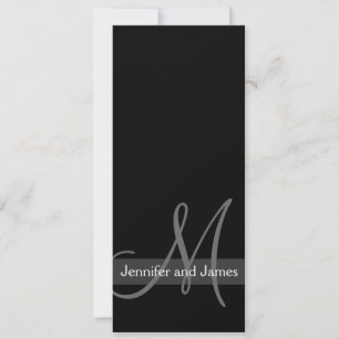 Modern Wedding Invitation Monogram Black White