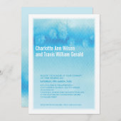 MODERN WEDDING INVITATION : ombre watercolor blue (Front/Back)