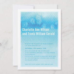 MODERN WEDDING INVITATION : ombre watercolor blue