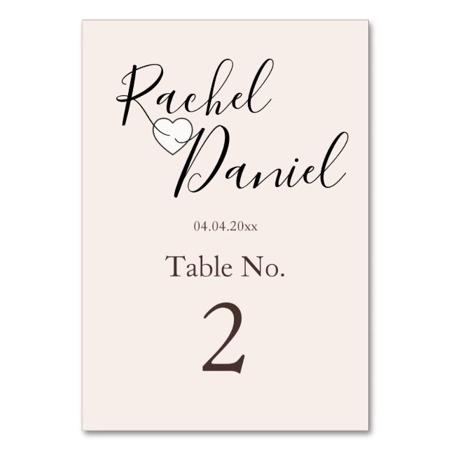Modern Wedding Invitation Table Number (Front)