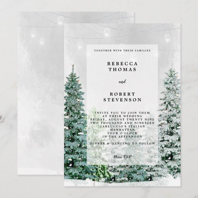 modern wedding invitation winter christmas (Front/Back)