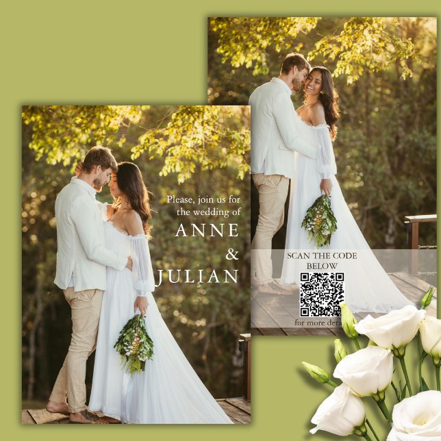 Modern Wedding invitation with 2 photos & QR Code (Creator Uploaded)