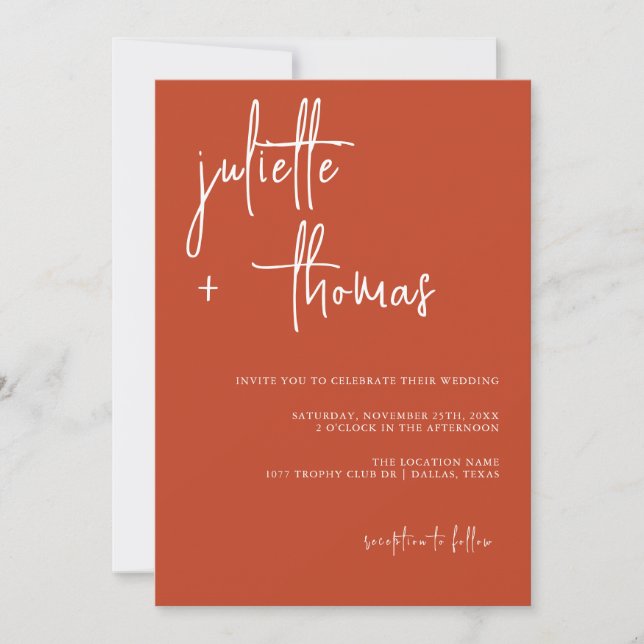 Modern Wedding Invitation with Elegant Calligraphy (Front)