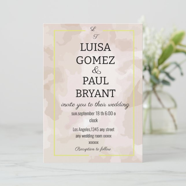 Modern Wedding Invitation with pastel backround (Standing Front)