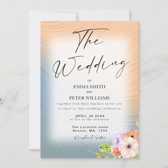 Modern wedding invitation with pastel colours  (Front)