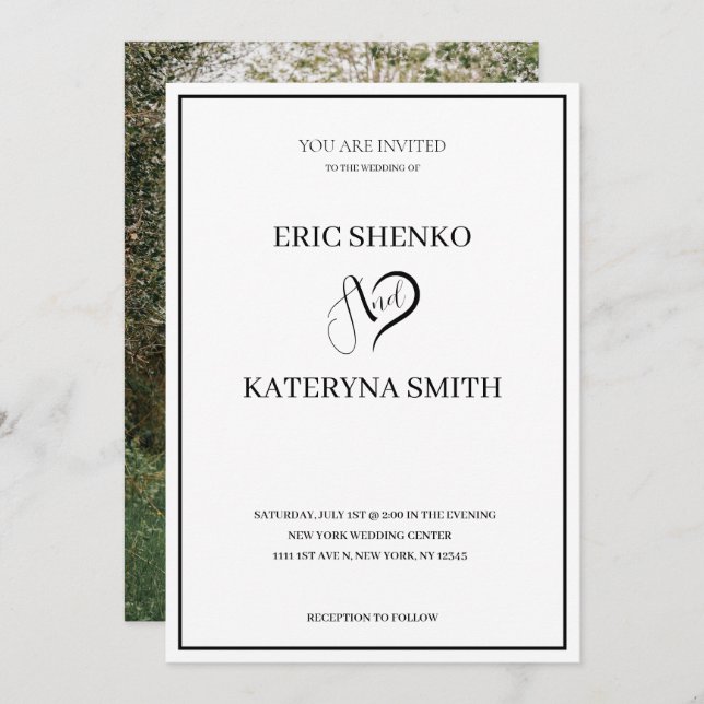 Modern Wedding Invitation with Photo on the Back (Front/Back)