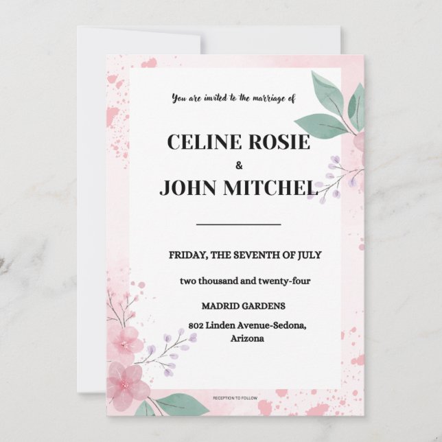 Modern Wedding Invitations,Minimalist Wedding Invitation (Front)