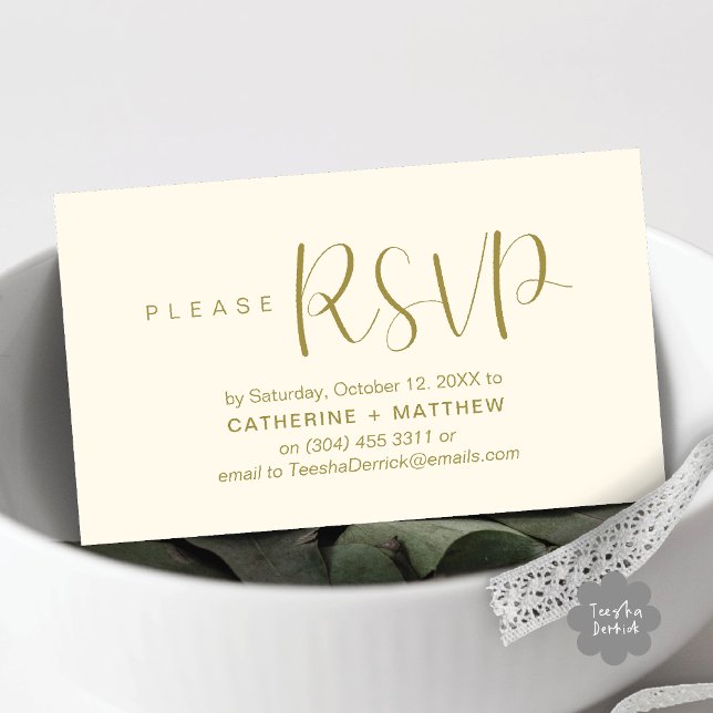 Modern Wedding Invites RSVP Reminder  (Modern Wedding Celebration Invites RSVP Reminder Enclosed Card in Aesthetic Yellow Gold)