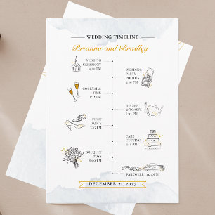 Modern Wedding Itinerary and Welcome Watercolor Programme