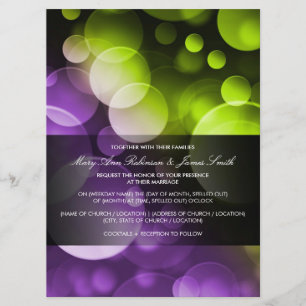 Modern Wedding Lights at Night Purple Lime Invitation