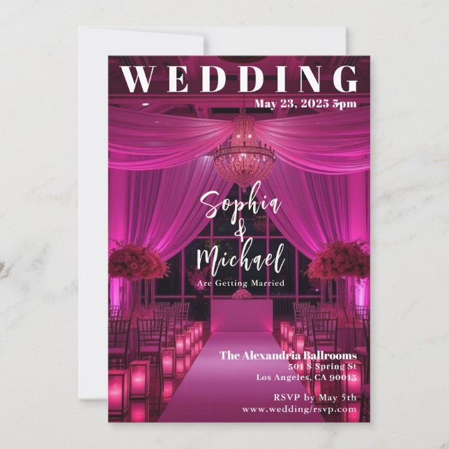 Modern Wedding Magazine Cover-pink Invitation (Front)