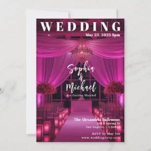 Modern Wedding Magazine Cover-pink Invitation
