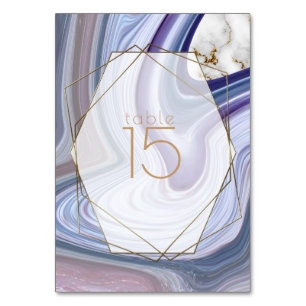 Modern Wedding Marbleised Purple Rose Agate Table Number