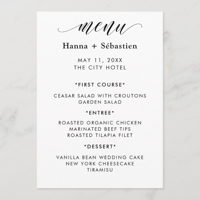 Modern  Wedding Menu (Front)