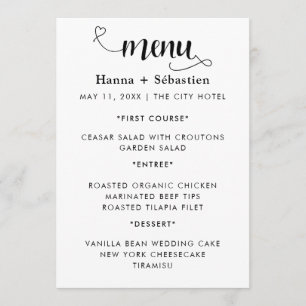 Modern  Wedding Menu