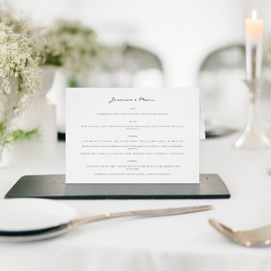 Modern wedding menu card and place card in one 