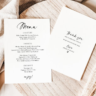 Modern Wedding Menu Simple Handwriting