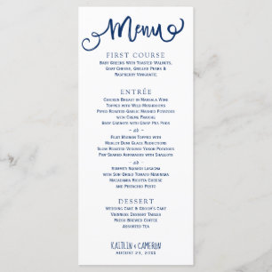 Modern Wedding Menus   Typography (Navy Blue)