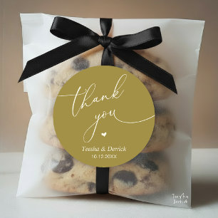 Modern Wedding Minimal Thank You Cute Heart Gifts Classic Round Sticker