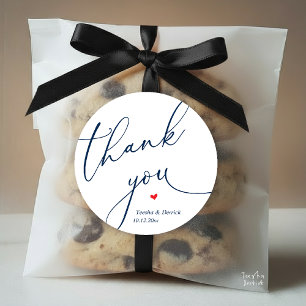 Modern Wedding Minimal Thank You Cute Heart Gifts Classic Round Sticker