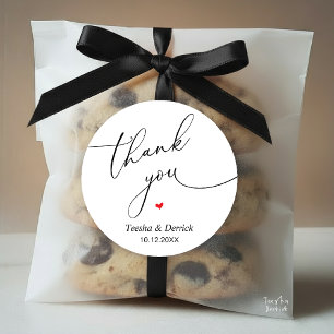 Modern Wedding Minimal Thank You Cute Heart Gifts Classic Round Sticker