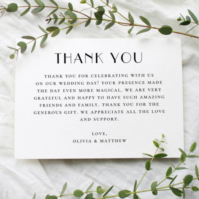 Modern Wedding  | Minimalist Black & White Elegant Thank You Card (Creator Uploaded)